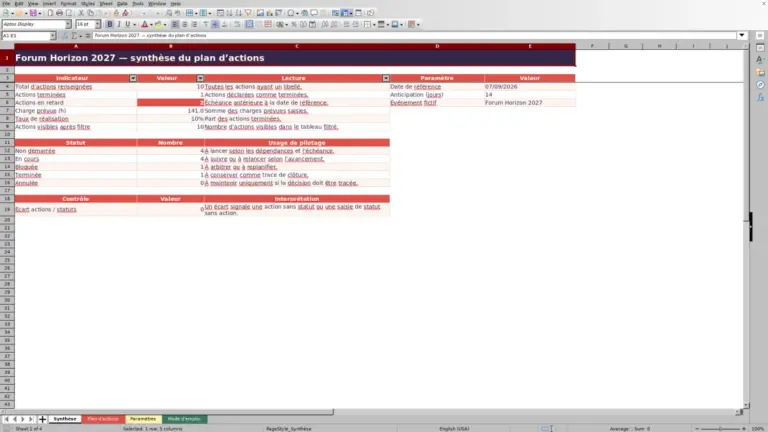 Aperçu de Plan d’actions événement Excel : modèle de suivi à remplir