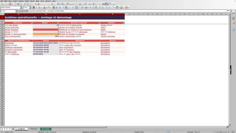 Aperçu de Planning montage démontage événement Excel